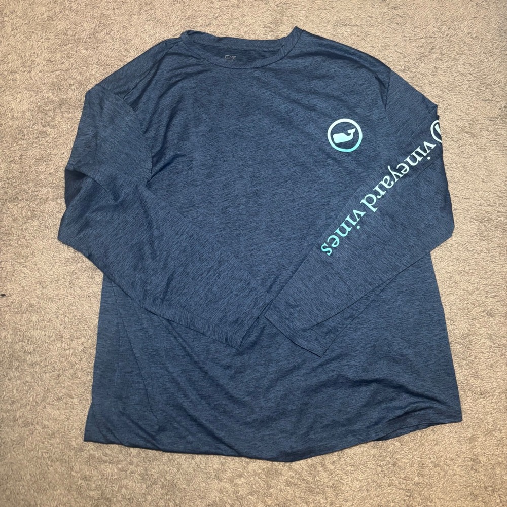 Vineyard Vines Performance Mens XXL Navy Blue Long Sleeve Whale Graphic T-Shirt
